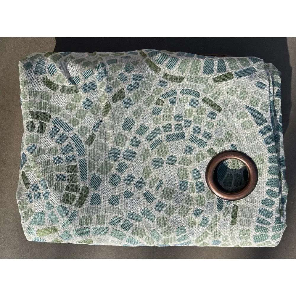 Vintage Pier 1 Ocean Mosaic Paisley Curtain Panel 54"x96"  Two Panel Set - Picture 4 of 7